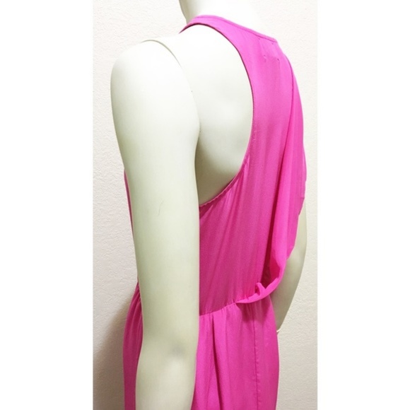 Greylin Small Pink Silk Drape Scoop Neck Dress - Picture 4 of 8